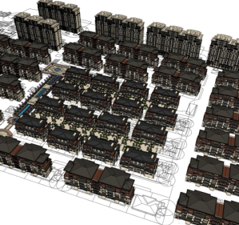 欧式小区规划su模型