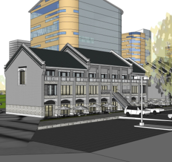 中式沿街商业建筑su模型