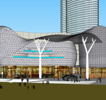 现代商业街su模型