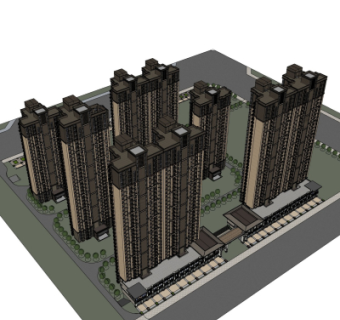 新古典小区规划su模型