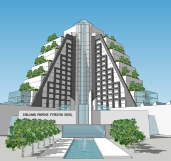 现代酒店su模型