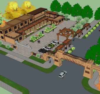 自然风度假酒店su模型