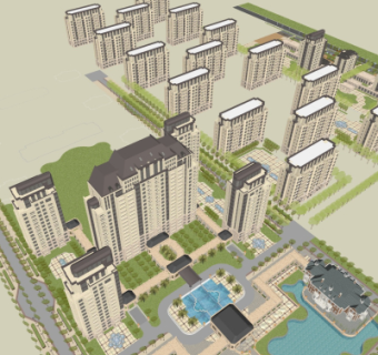 新古典小区规划su模型