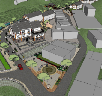 中式度假村规划su模型