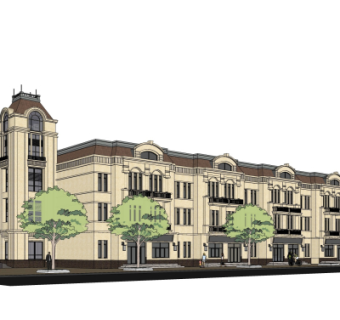 欧式沿街商业建筑su模型