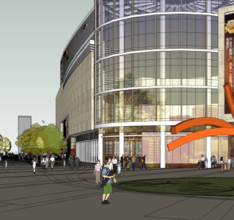 现代沿街商业建筑su模型