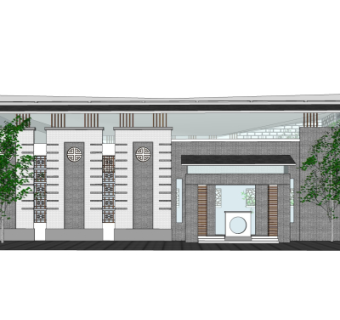 新中式商业会所su模型