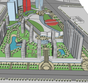 现代小区规划su模型