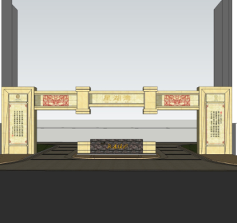 新古典小区门头su模型