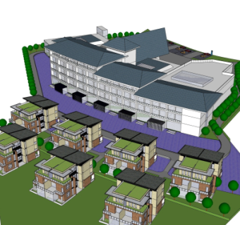 现代别墅区规划su模型