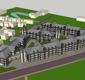 法式商业街su模型