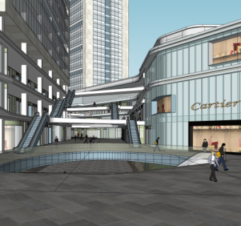 现代商业街局部su模型