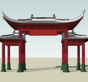 中式牌坊免费su模型