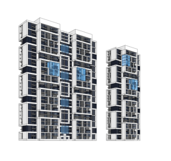 现代高层公寓楼su模型