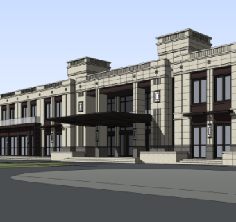 新中式办公楼su模型