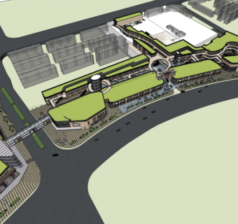 现代商业街su模型