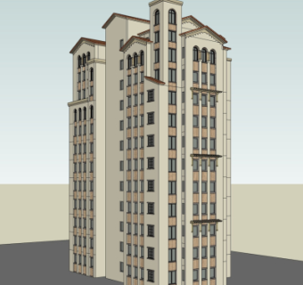 欧式高层公寓楼su模型