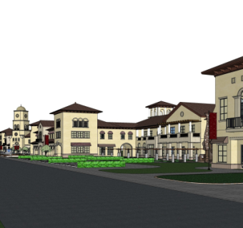 欧式商业步行街su模型