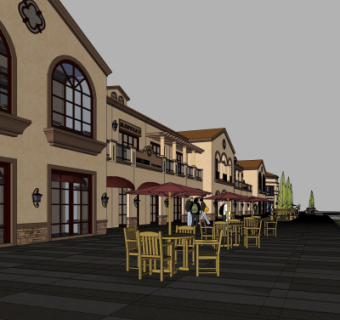 欧式沿街商业建筑su模型