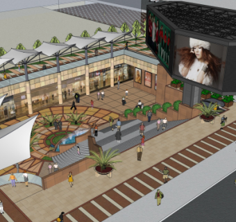 现代商业广场su模型