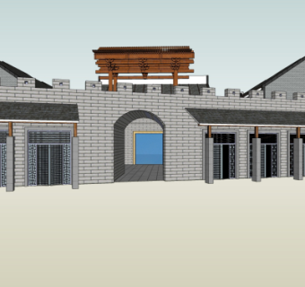 中式沿街商业建筑su模型