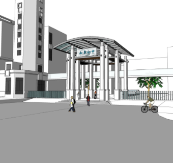 现代建筑门头su模型