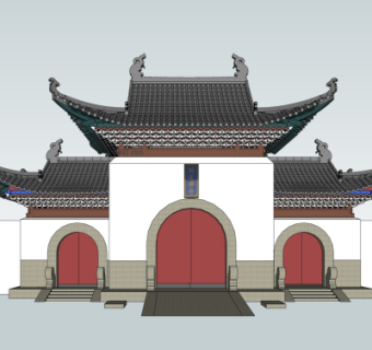中式寺庙su模型