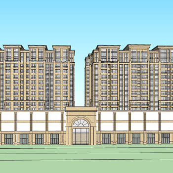 新古典高层公寓楼su模型
