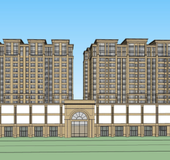新古典高层公寓楼su模型