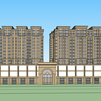 新古典高层公寓楼su模型