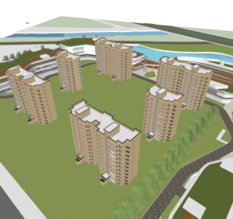 现代小区规划su模型