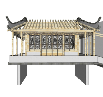 中式凉亭su模型