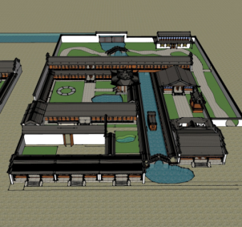 中式院子su模型