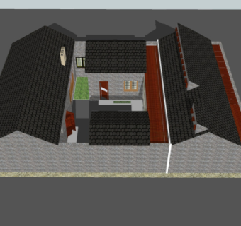 中式四合院su模型