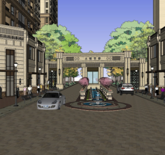 新古典沿街商业建筑su模型