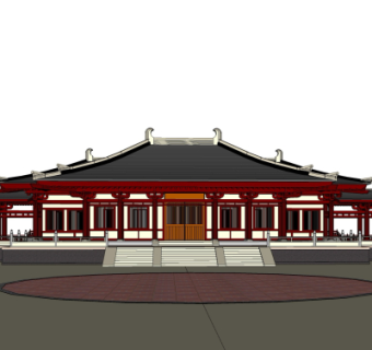 日式寺院殿宇su模型