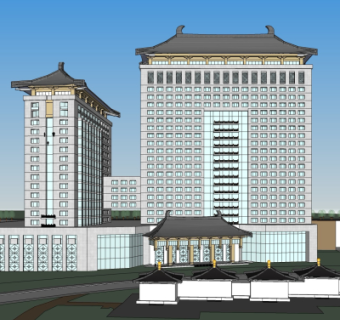 中式高层办公楼su模型