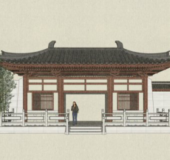 中式凉亭su模型