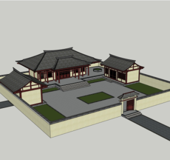 中式院子su模型