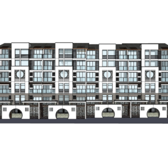 新中式公寓楼su模型