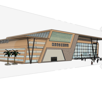 现代网球馆su模型