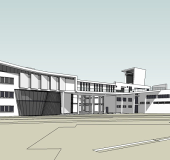 现代学校科技楼外观su模型