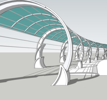现代长廊免费su模型