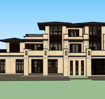 现代会所外观su模型