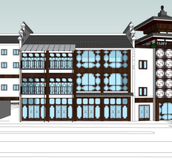 中式商业建筑su模型