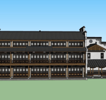 中式古建商住综合su模型