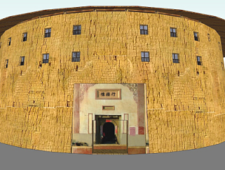 中式碉堡楼su模型