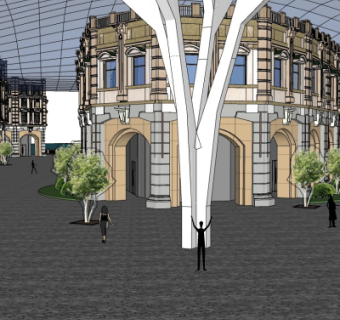 现代商业街su模型