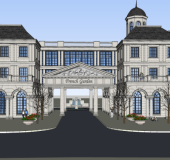 欧式沿街建筑su模型