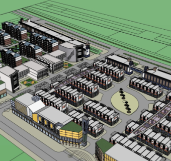 现代办公楼鸟瞰规划su模型